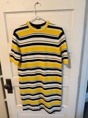 Vintage Y2K Marc Jacobs Yellow, Black & White Striped Knit Dress